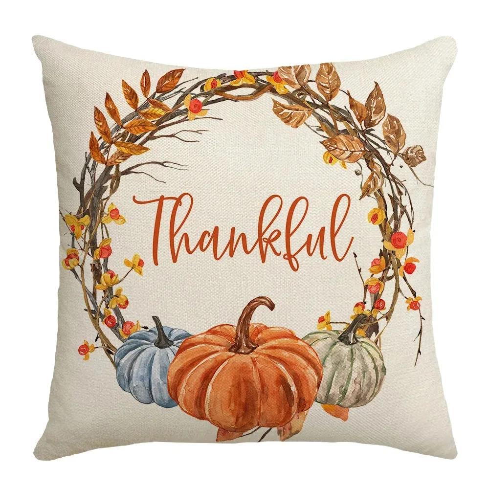 Thanksgiving Day Gifts Festive Pillow Case Maple Leaf Pumpkin Pillow Couch Cushion Cover Home Decor Decoration Sofa Pillowcase