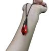 Collana Ciondolo Gotica Rosso Profondo e Nero in Vetro Cristallo con Catena a Croce in Lega per Donna
