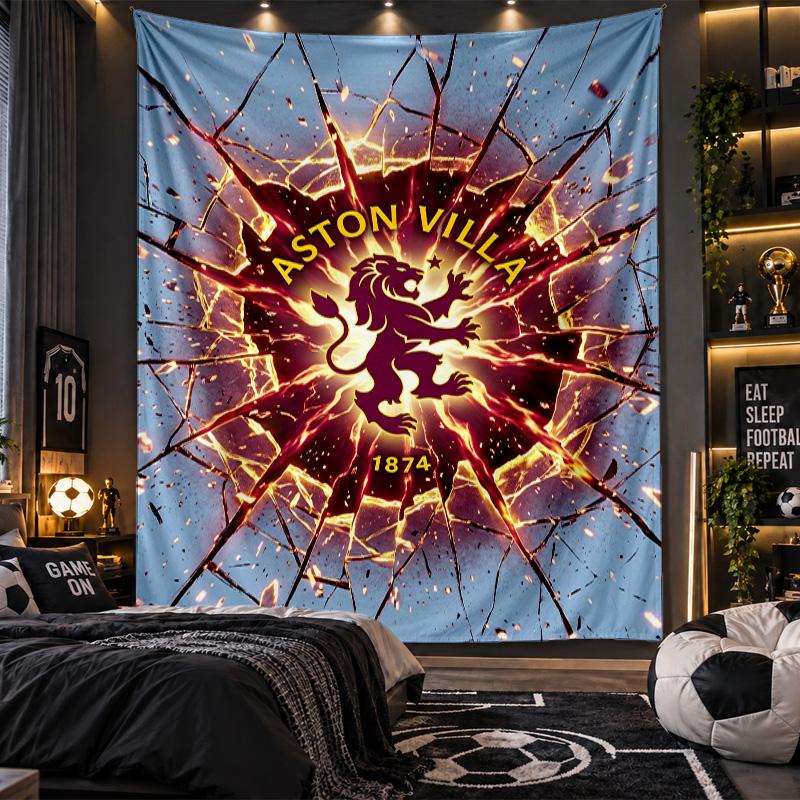 Wall Hanging Tapestry Aston Villa Football Print Cloth for Living Room Bedroom Home Decor