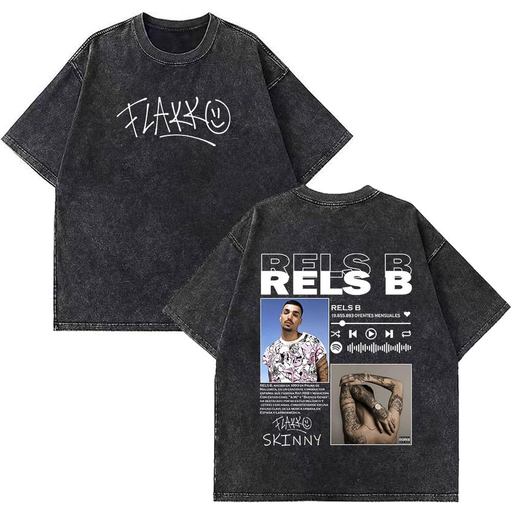 Rapper RELS B Skinny Flakk A New Star Album Merch Tshirt Unisex Women Fashion Hip Hop Tshirts Cotton Oversized Washed Tshirts