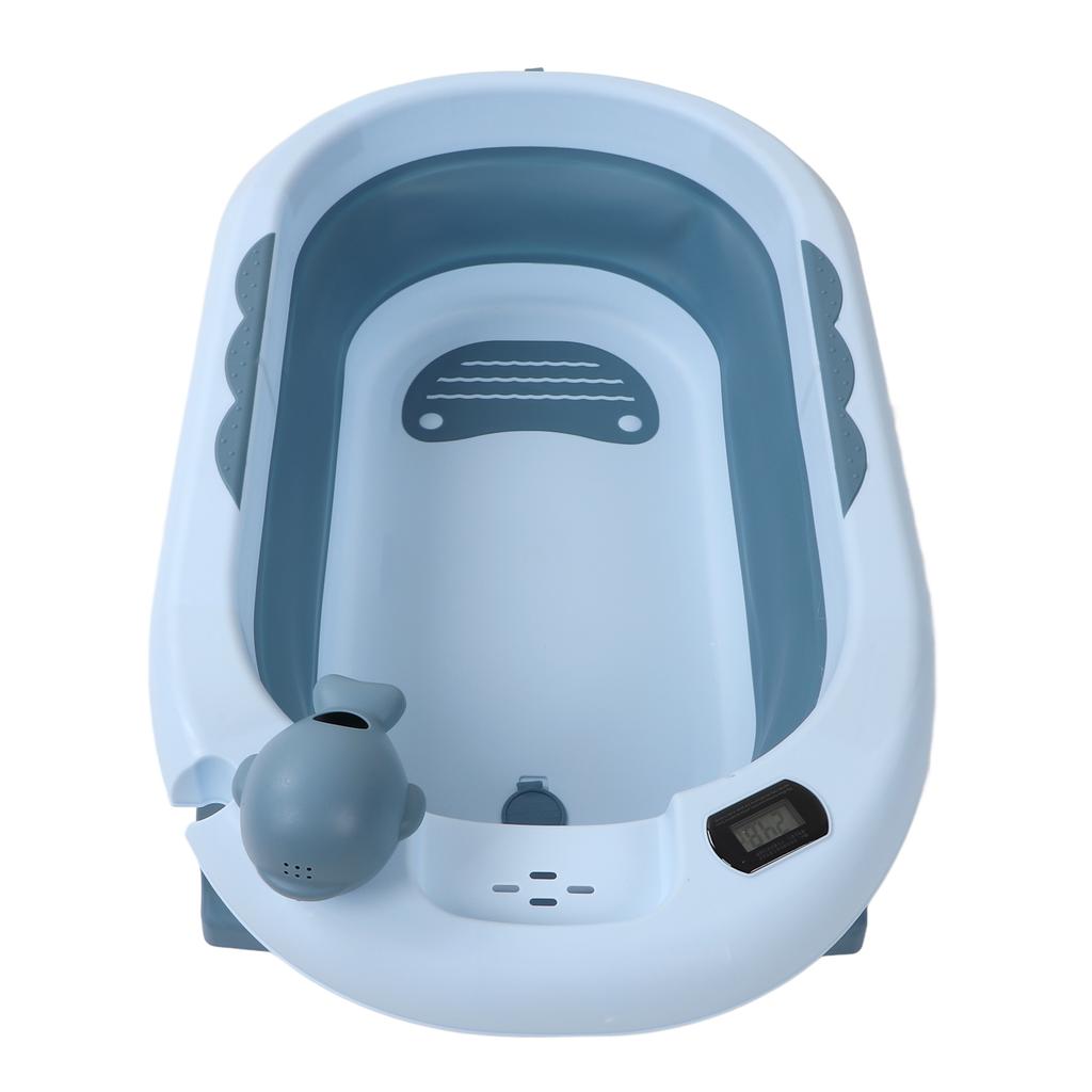 Baby Temperature Sensing Bathtub Foldable Thicked Sitting Lying Bath Bucket with Drain Hole L Light