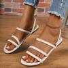Summer New Korean Style Sandals with Thin Strap, Low Heel and Square Heel Comfortable and Versatile Women's Sandals with Two Straps for Students