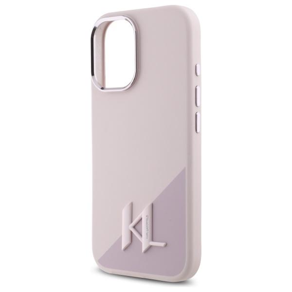 Karl Lagerfeld Klhmp16Sscmkmpcp Iphone   16 6.1 Różowy/Pink Hardcase Silicone Shadow Metal Initial Magsafe