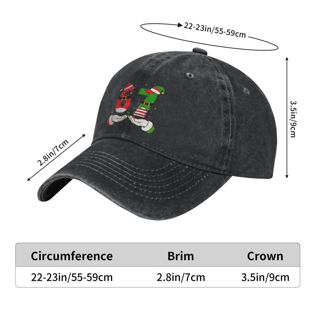 67 Meme Six Seven Christmas Washed Baseball Cap  Fitted Retro Sun Trucker Hat Spring Unisex-Teens Outdoor Sports Baseball Caps