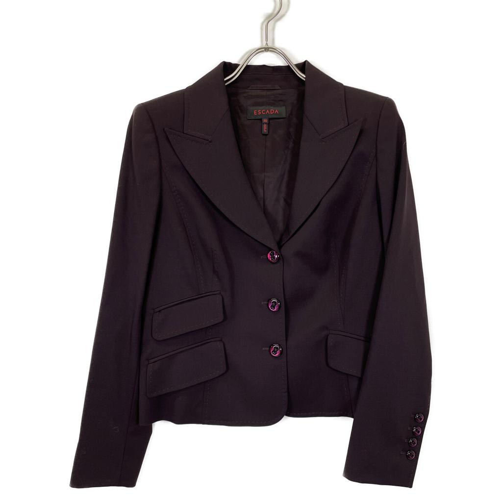 Escada Purple Wool Peach Lapel Single Jacket Jacket 40 BrownUsed