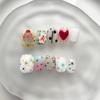 Unhas Postiças Pintadas à Mão Quadradas Curtas Design Olho de Gato Estilo Kawaii Fofo Pontas de Unha Usáveis Mulheres