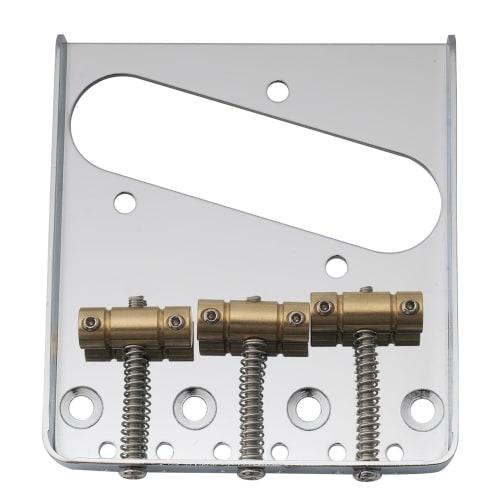 Musiclily Pro 10.8mm Vintage-Style Telecaster Bridge with Brass 3-Way Saddles for Squier and Imported Telecaster Electric Guitars, Chrome