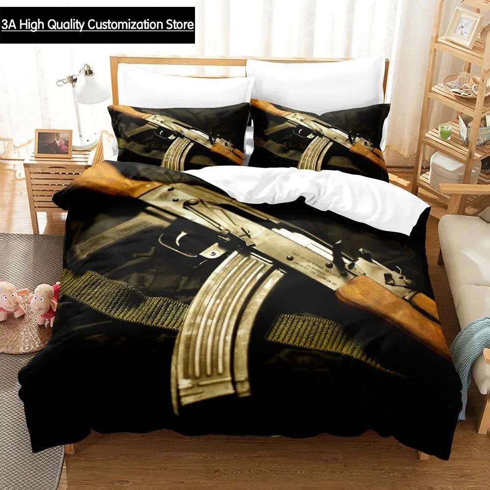 Gaming AK 47 Bedding Set Single Twin Full Queen King Size PUBG Bullet Bed Set Aldult Boys Bedroom Duvetcover Sets 3D Print 025