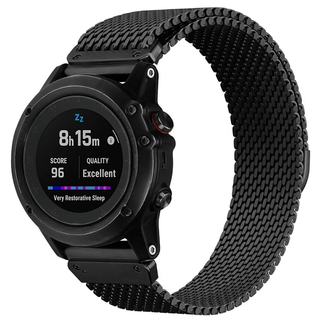 Watch Band for Garmin Fenix 5X/6X/7X/Fenix 8 Pro AMOLED 51mm Magnetic Stainless Steel Reinforced Milanese Mesh Strap