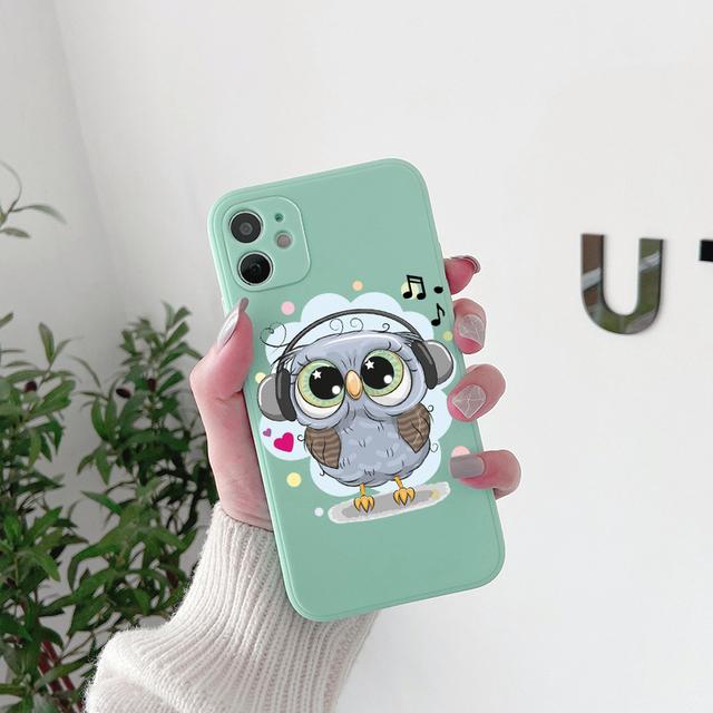 Cute Cartoon Animal Owl Case For Iphone Se2 Se3 2022 8 7 Plus X Xr Xs Soft Cover For Iphone 11 12 13 14 Pro Max Mini 14plus Capa