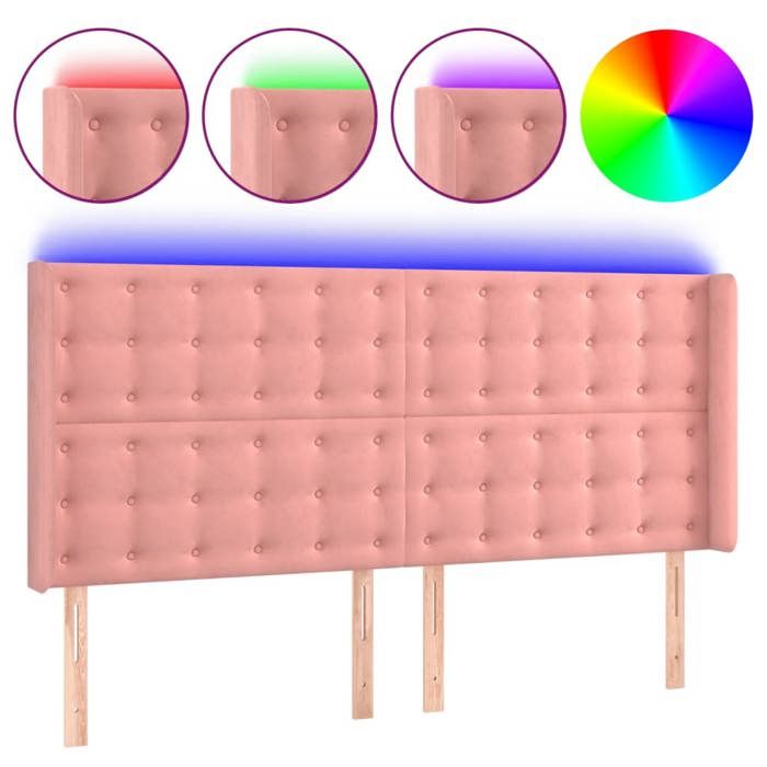 VidaXL Tête de Lit à LED Meuble de Chambre à Coucher Accessoire de Lit Double Tête de Cadre de Lit Intérieur Rose 3124553