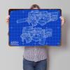 BLUEPRINT Futuristic P Printed Poster Customized Wall Art Retro Vintage Metal Tin Signs for Gaming Room Decoration Cozy House