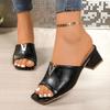 Fashion Low Heel Slippers Lady Colorful Block Heels Mules Sandals Luxury Designer Summer New in Causal Dress Soft Lightweight Shoes