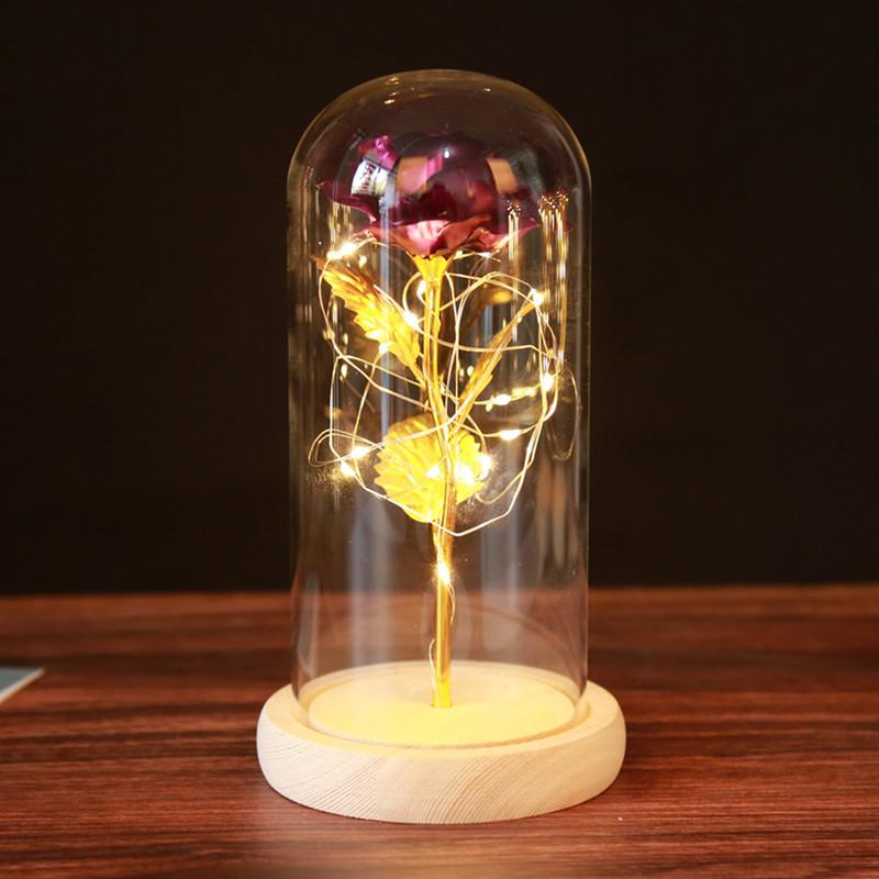11K gold foil glass cover rose ornament, creative Mother's Day Valentine's Day birthday gift immortal bouquet