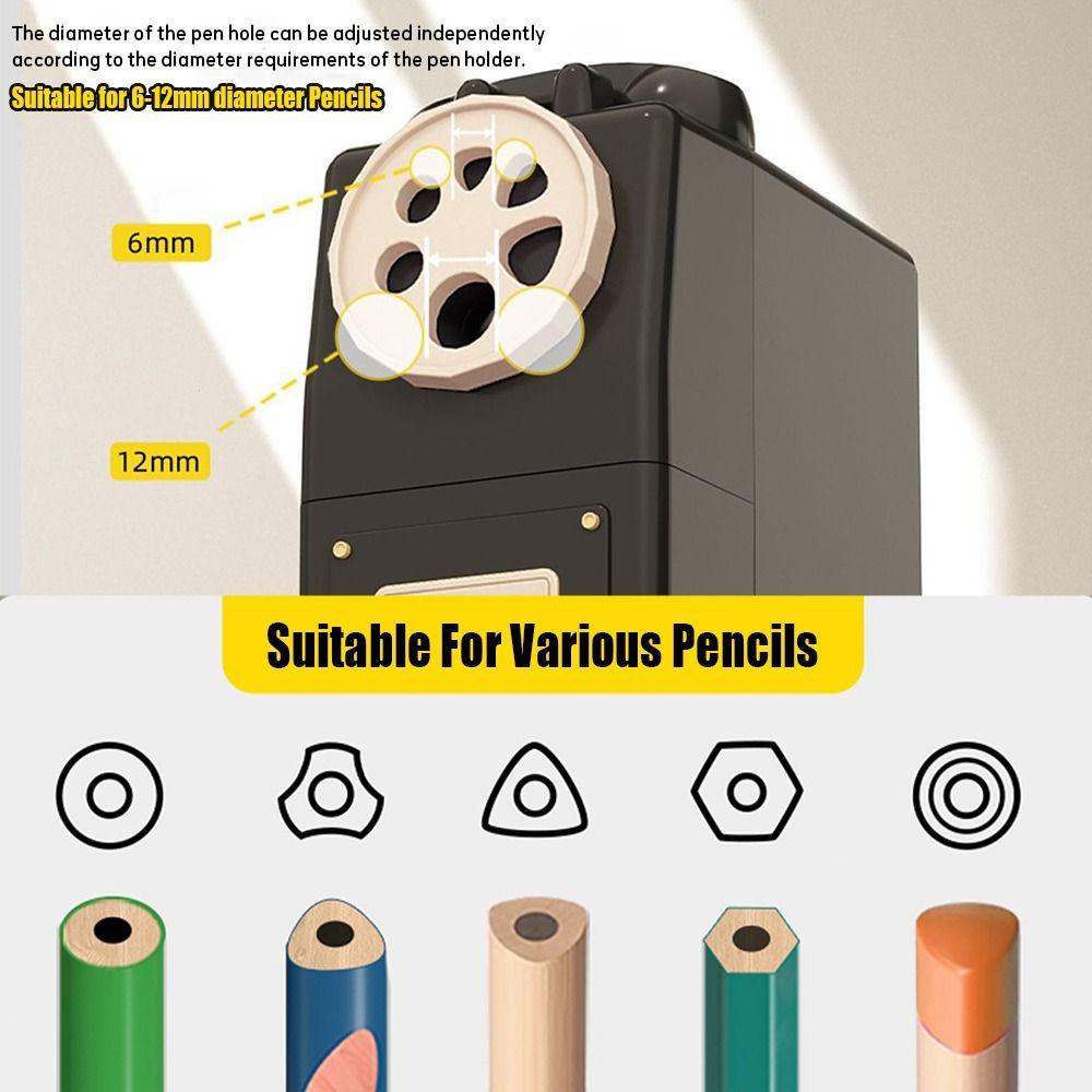 Durable Large Caliber Pencil Sharpener Porous Five-Gear Adjustable Sketching Sharpener Hand Cranked Pencil Automatic Advance