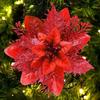1PC Christmas Golden Glitter 14cm Flower Christmas Tree Decoration Ornaments Color Glitter Home Party Decoration Supplies
