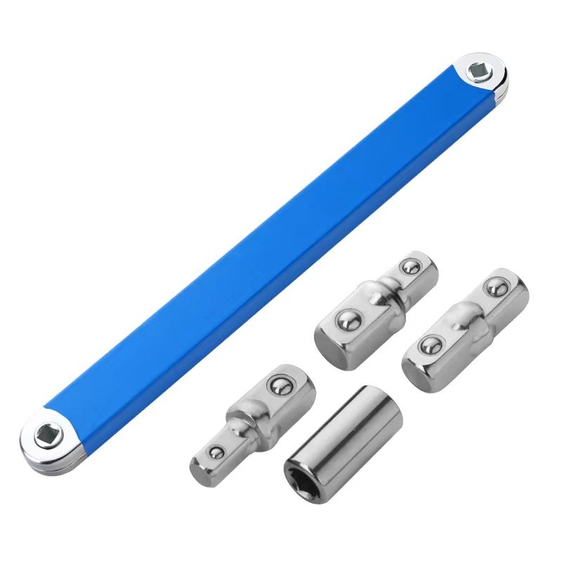 Offset Extension Wrench Impact Socket Ratchet Extension Tool with 1/4inch 3/8inch 1/2inch Drive Adapters Universal