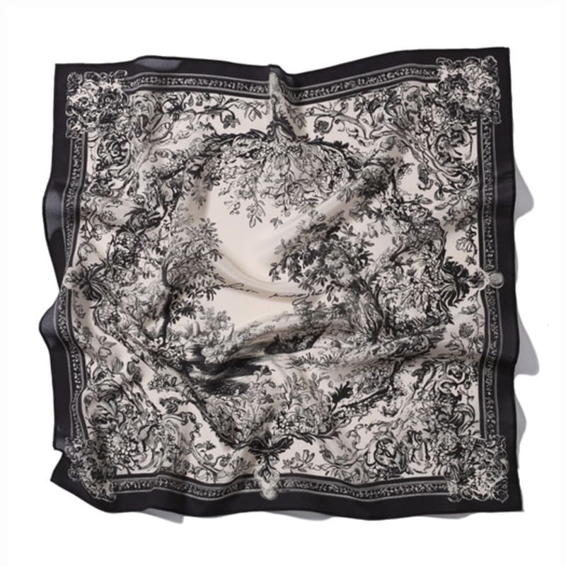 White Project FLORIS SILK SCARF_BLACK