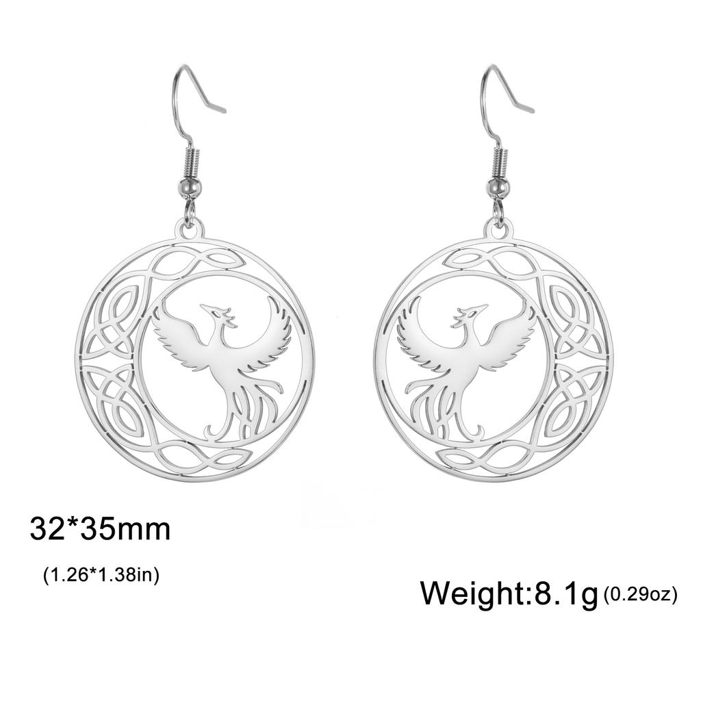 Dawapara Phönix Ohrringe für Damen Geometrisch Mythisches Tier Vogel Totem Anhänger Edelstahl Schmuck