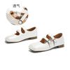 Leather Square Head Mary Jane Shoes Women's 2025 Summer New Shallow Single Shoes Casual Small Leather Shoes French Small Fragrant Women's Shoes