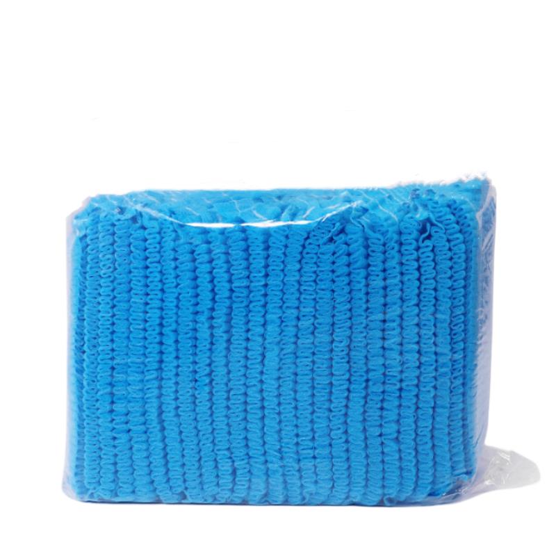 100Pcs Disposable Non-Woven Strip Hat Hotel Workshop Dust Cap Blue White Shower Cap For Spa Hair Salon Beauty Accessories
