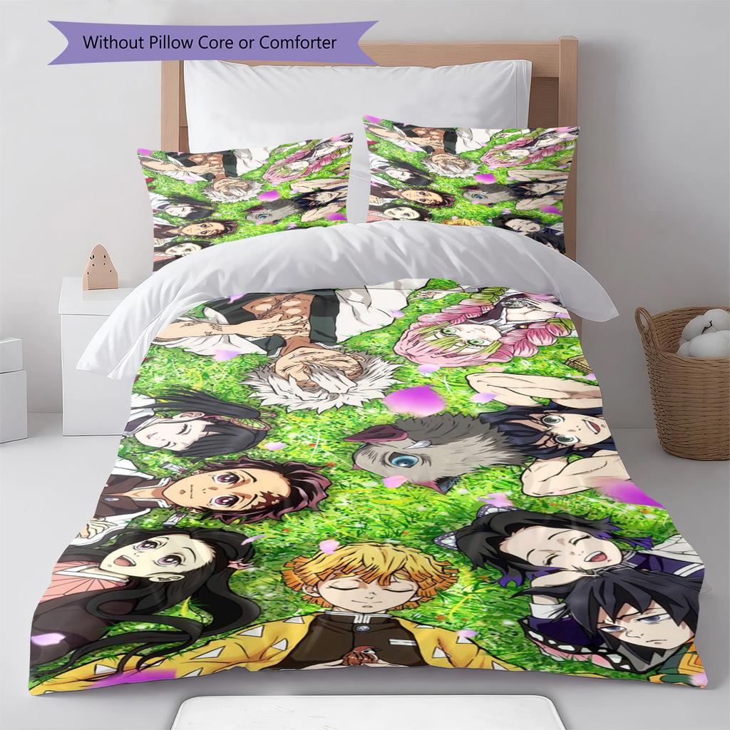 Cartoon Pattern Bedding Quilt Set Quilt Cover Pillowcase Home Decoration Birthday Gift (1 * Duvet Cover + 2 * Pillowcase, Without Core)