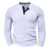 Mens Waffle Long Sleeve Raglan Crew Neck Casual Pullover Henley T Shirt