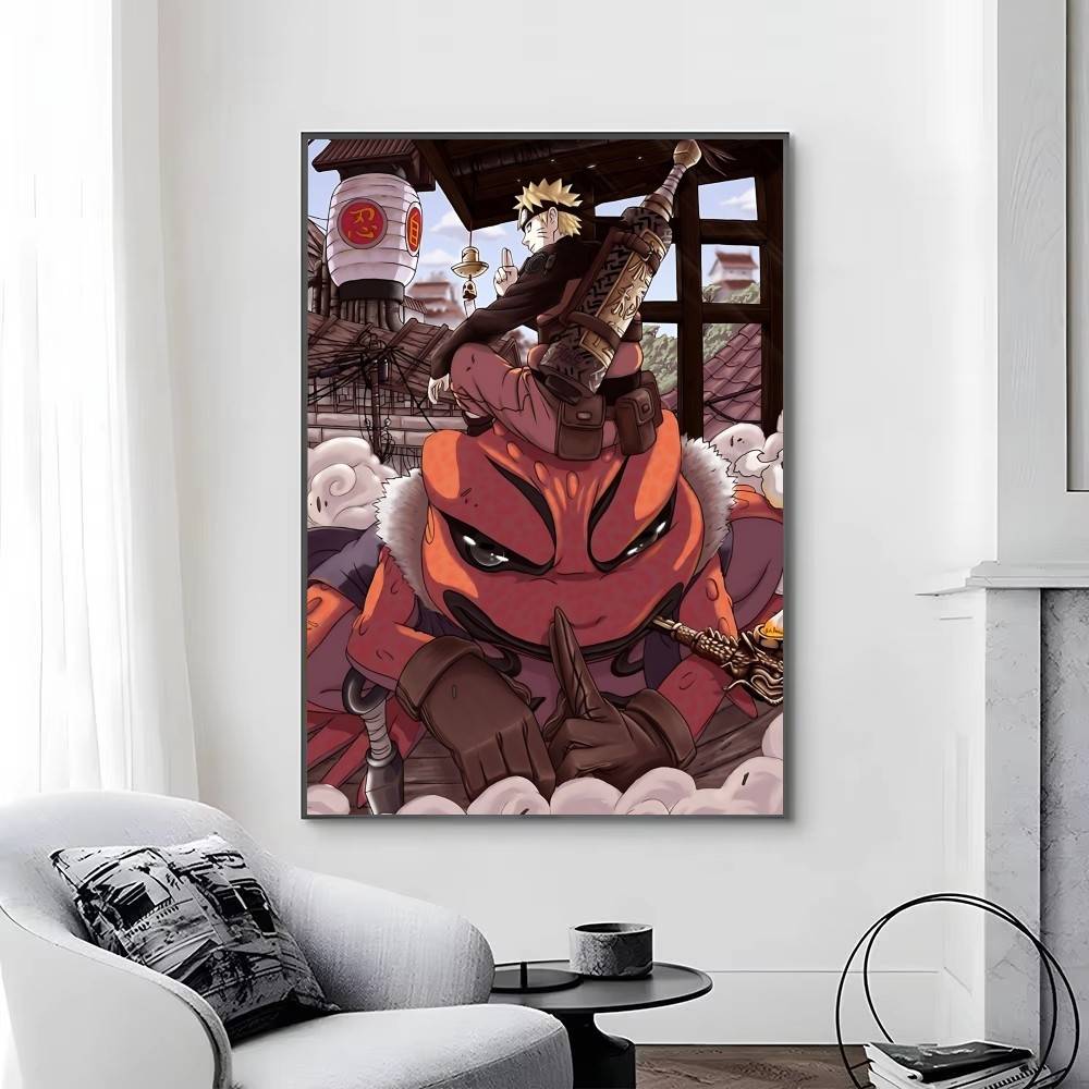 1pc Anime Characters U-Uzumaki N-Naruto posters Self-adhesive Paper Print Home Living Room Bedroom Entrance Bar Cafe Art