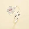 New Arrivals 925 Silver Rings for Women Adjustable Size Ring Pink Zircon Cherry Blossom Ring