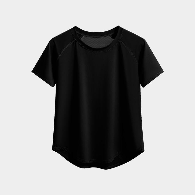 

2025 Spring and Summer New Sports Short sleeve Women Elastic Quick-Drying Breathable Fitness Top Training Running Yoga Clothes Slimming Black L