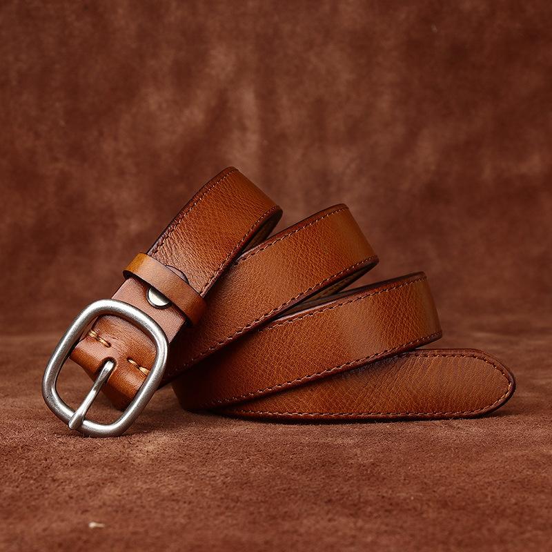 Cowhide Women's Genuine Leather Pure Pin Buckle Belt Trendy Wild Women's Internet Celebrity Jeans Belt Women