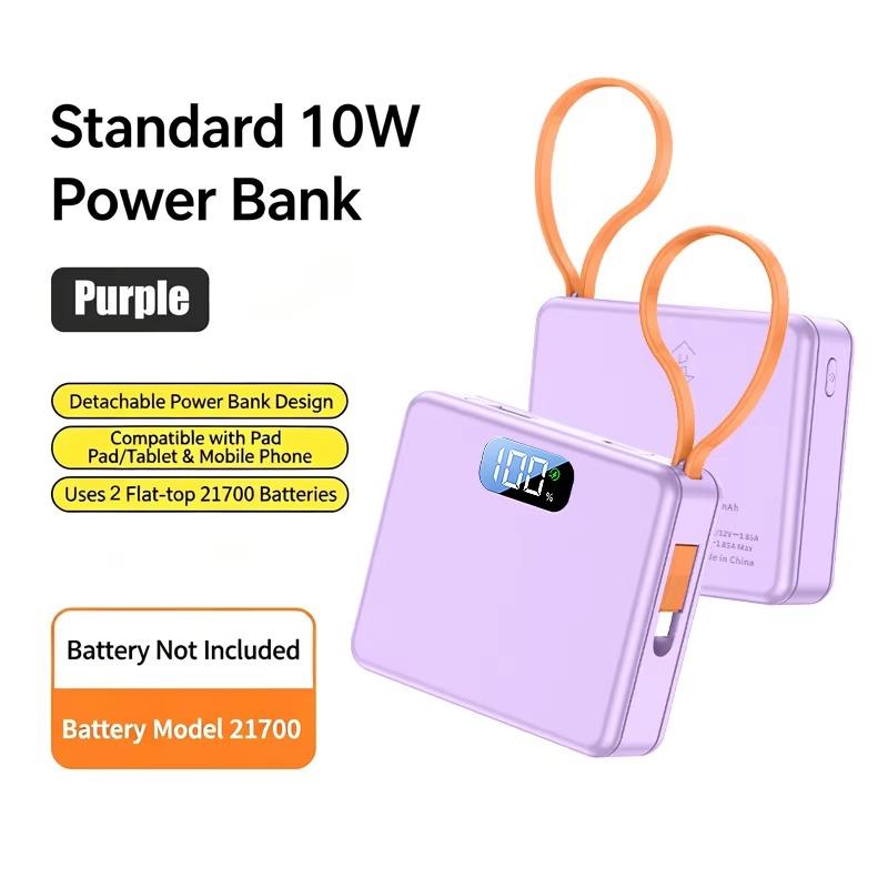 Корпус Power Bank 10 Вт PD 22,5 В Быстрая Зарядка 2x21700 Без Пайки DIY Батарейный Бокс USB Type C QC3.0 Оболочка С Зарядным Кабелем