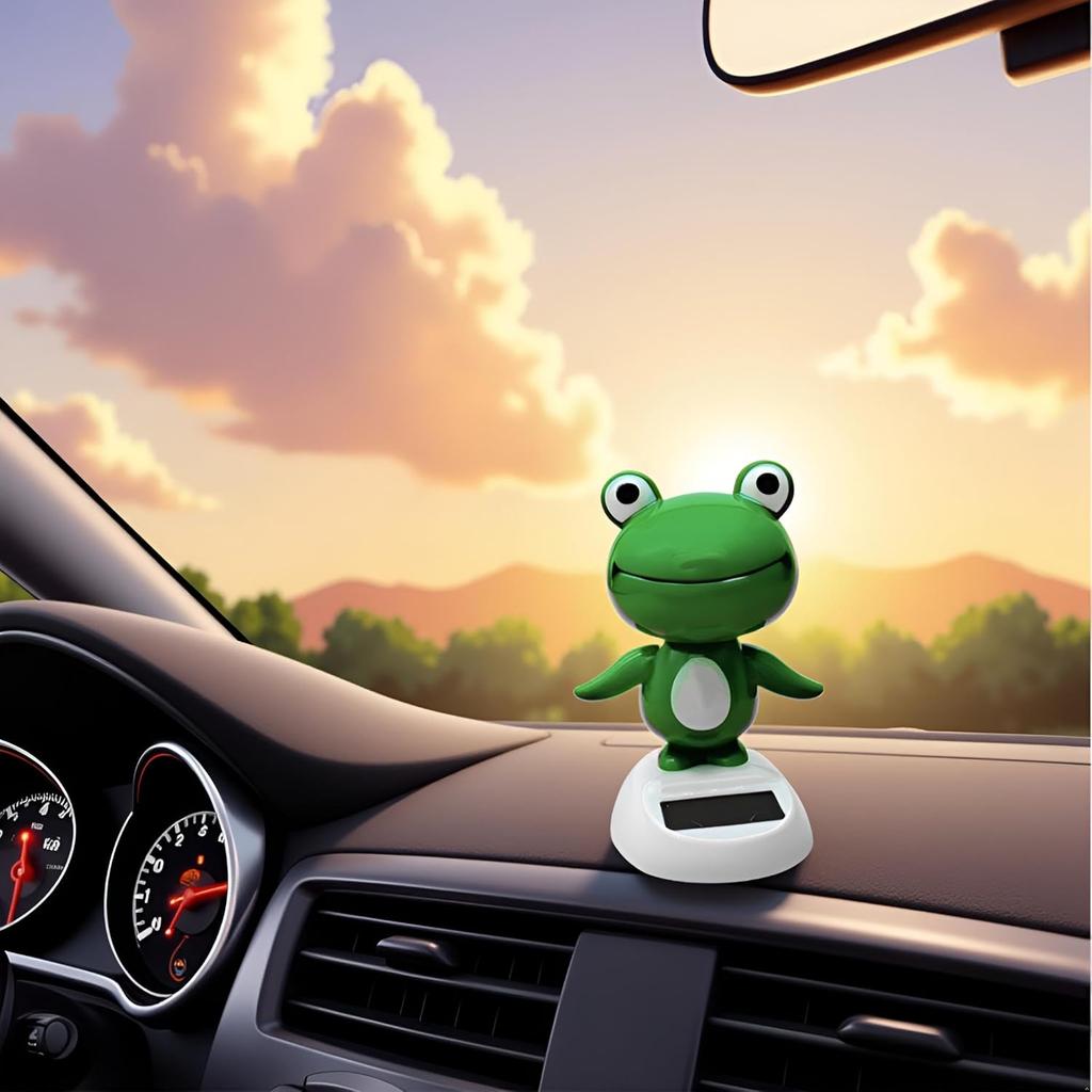 1-10PCS Cute Solar Powered Frog Car Dashboard Decor Animal Figurine Gift for Women Men Auto Interior Ornament Fun Desk Toy