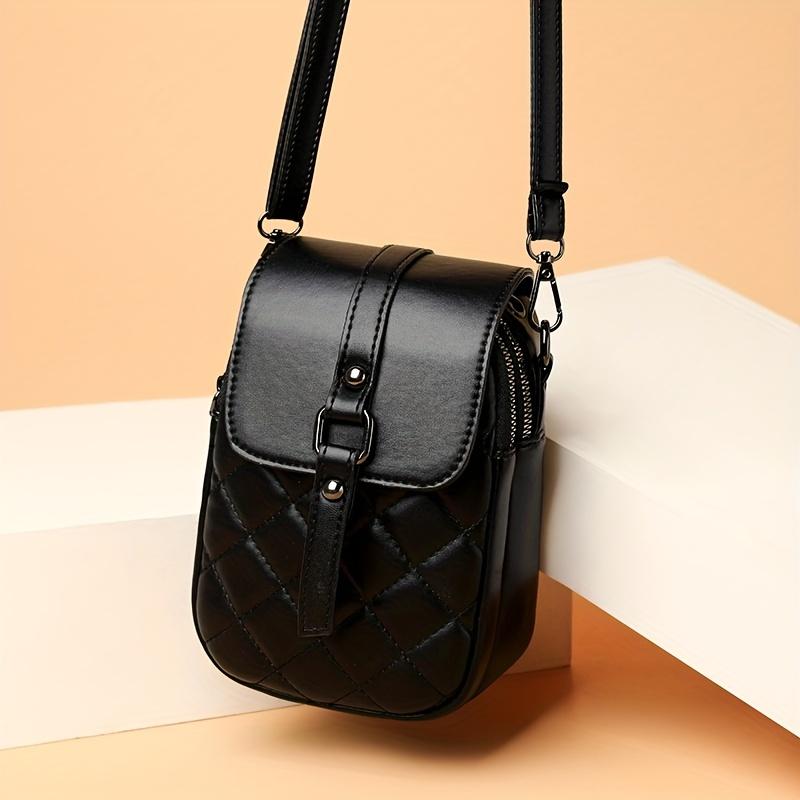 1Pc  Ladies Mini Crossbody Bag - Adjustable Shoulder Strap, Multi-compartment Design, Zipper Closure, Polyester Lining, Black Daily Bag,