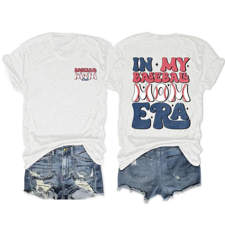 New summer fashion crewneck Tshirt in my baseball mom era print loose trend shortsleeved top for Women S