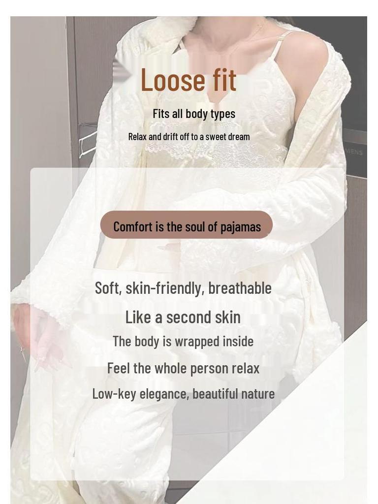 Women's Leopard Print Long Sleeve Pajama Set - Warm & Luxurious for Autumn and Winter