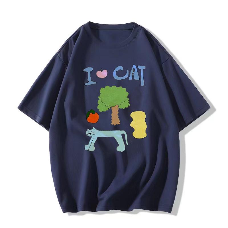 Women's Oversized White Cotton Short-Sleeve T-Shirt, Summer 2025 Trend, American Style, Casual Loose Fit