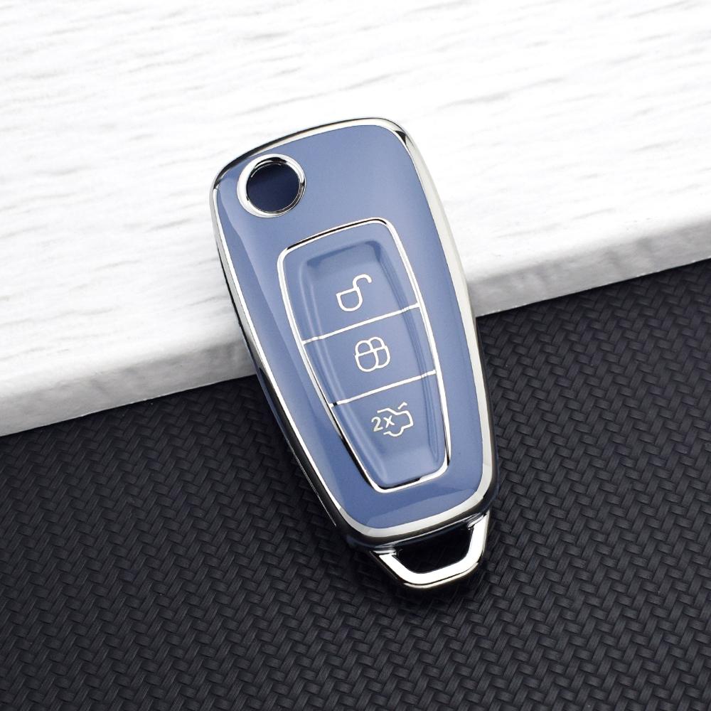 Soft Folding Car Key Case for Ford Focus Ranger Mondeo S-Max C-Max Galaxy Transit Tourneo Custom Auto Key Protector Keychain