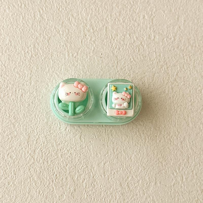 1pc Mini Contact Lens Case for Eyes Travel Kit Holder Cartoon Cute Cosmetic Contact Lenses Case Box Container Travel Accessaries