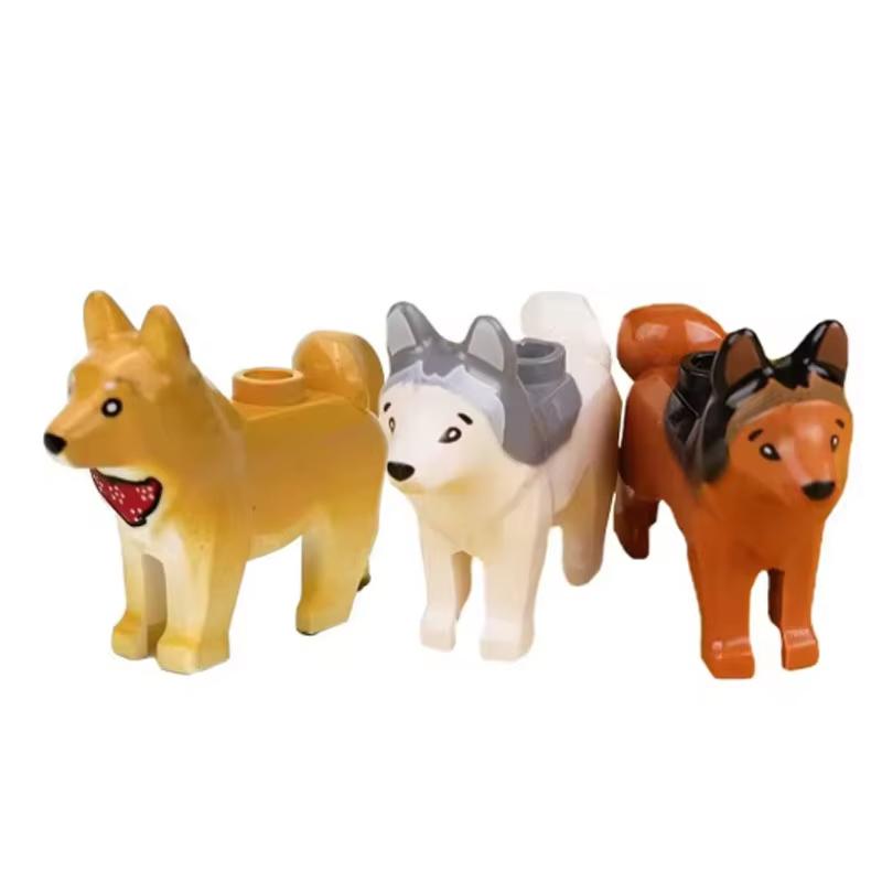 MOC Tier Szene Bausteine Katzen Hunde Schafe Schweine Hühner Adler Papageien Delfin Zoo Rahmen Zubehör DIY Spielzeug Steine T14