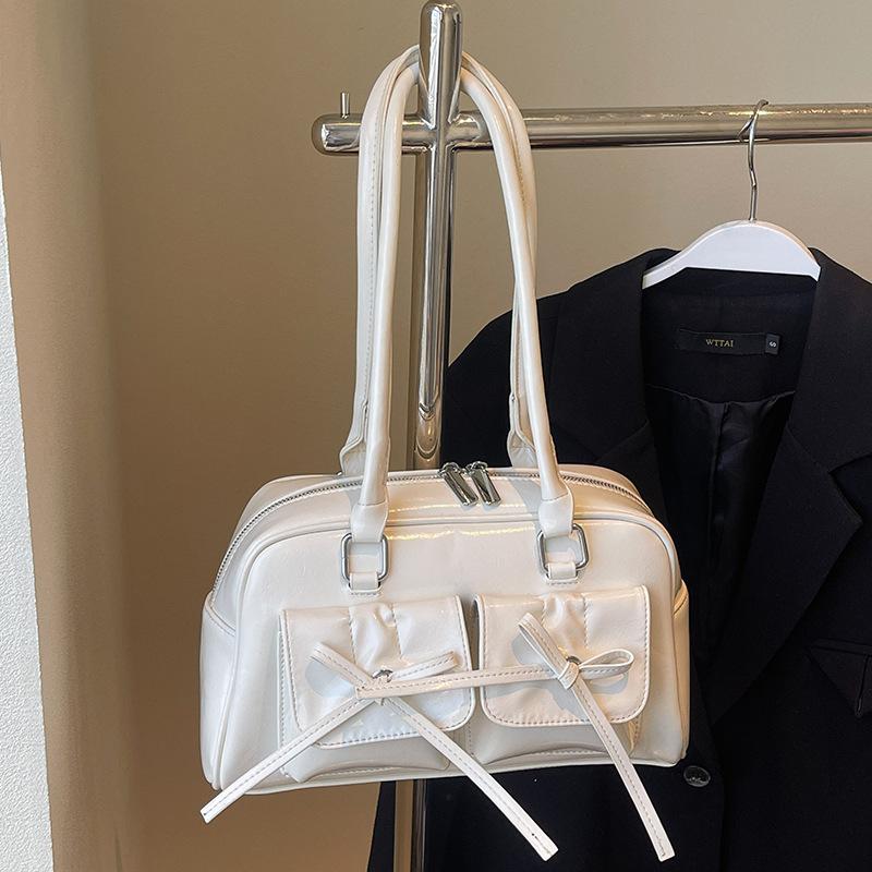 2025 new French ballet style bow sweet cool underarm Boston bag large capacity casual temperament shoulder bag
