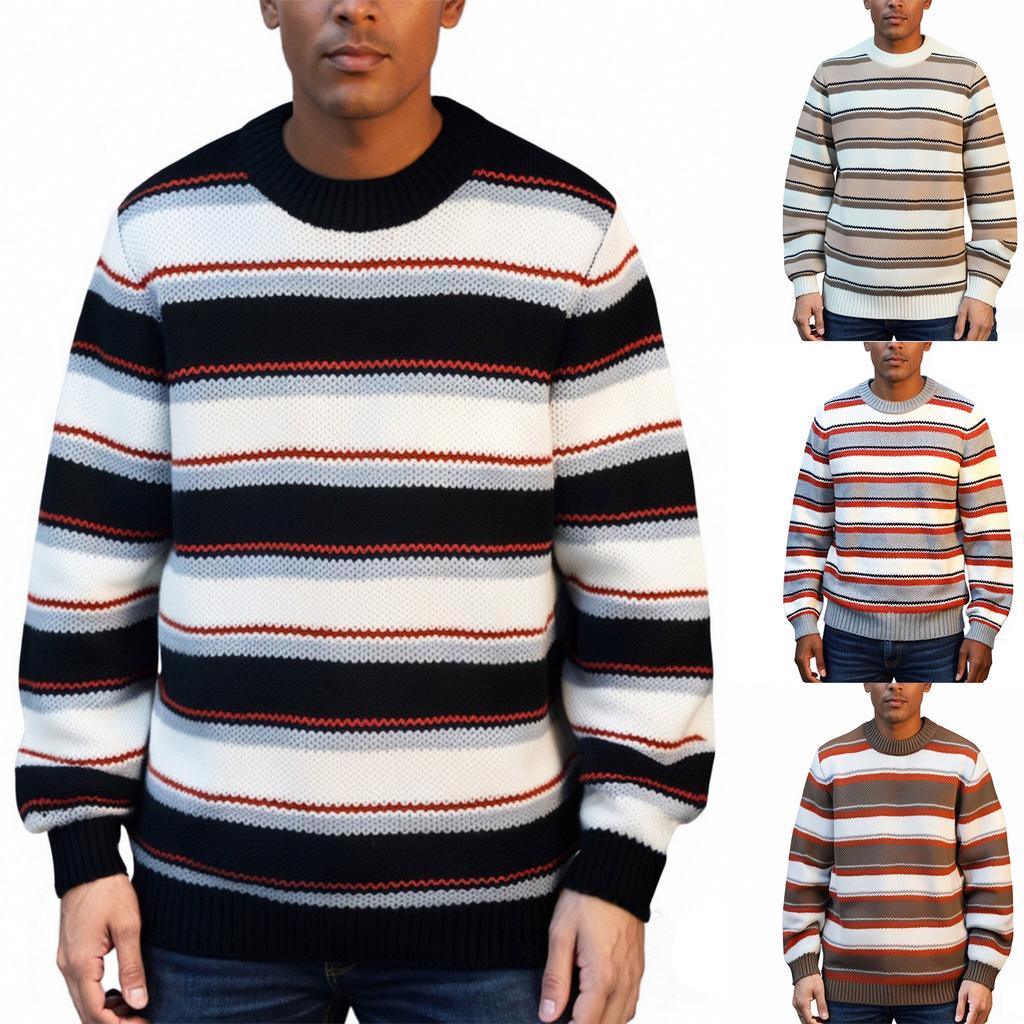 Men's  Fashion  Knitting  Pullover  Long Sleeves  Loose  Round Neck  Sweater