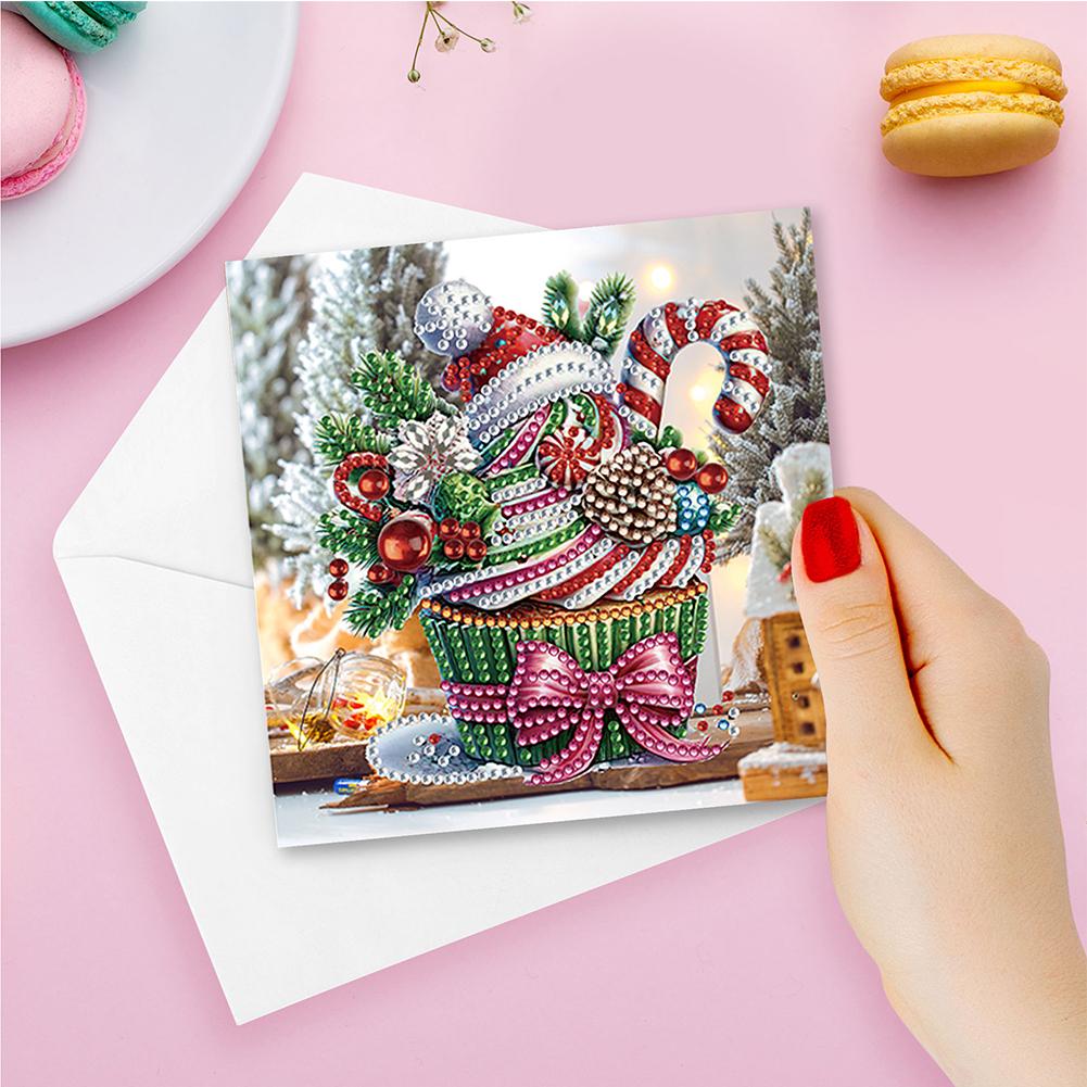 6Pcs Christmas Snowman Diamond Handmade Card Rhinestone Painting Card Kit Diamond Drawing Card for Adults Holiday Friends Family