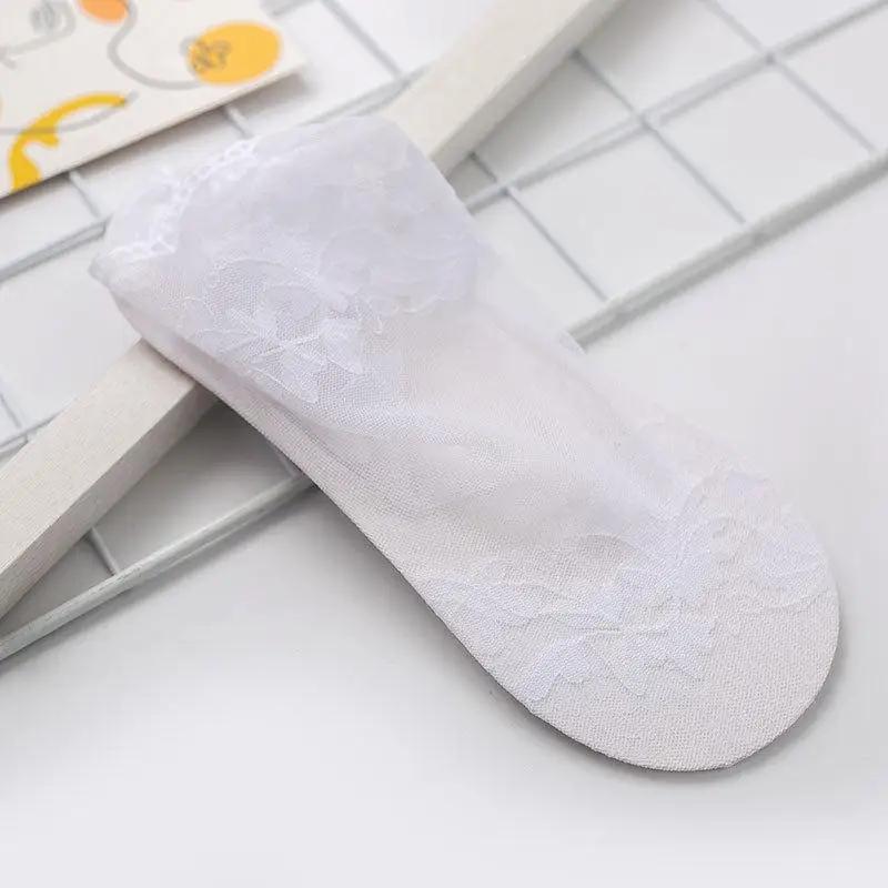 Summer Women Lace Socks Sexy Antiskid Non-slip Invisible Liner Sock Female Elastic Comfy Thin Breathable Ankle Short Black Socks