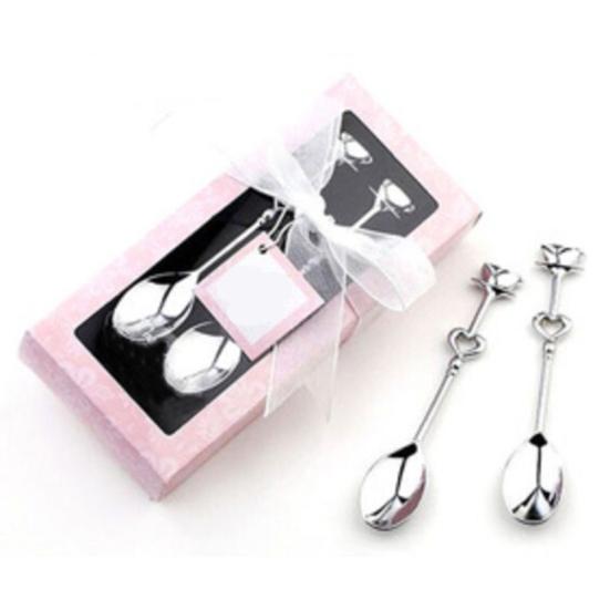 2 ks Love Heart Nerezová sada čajových lžiček na kávu Wedding Favor Party Gift
