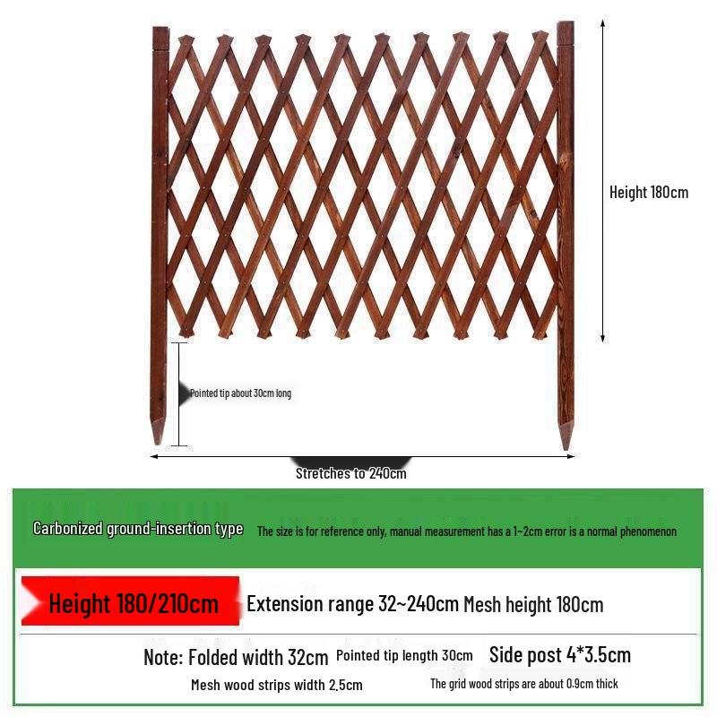 Retractable Anti-Corrosion Wooden Fence for Garden, Balcony, and Outdoor Spaces.