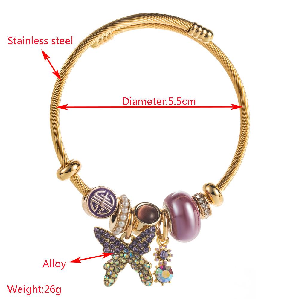 Beaded Bracelet Butterfly Inlaid with Diamonds Adjustable Versatile Fairy Bracelet Personalized Bestie Bracelet