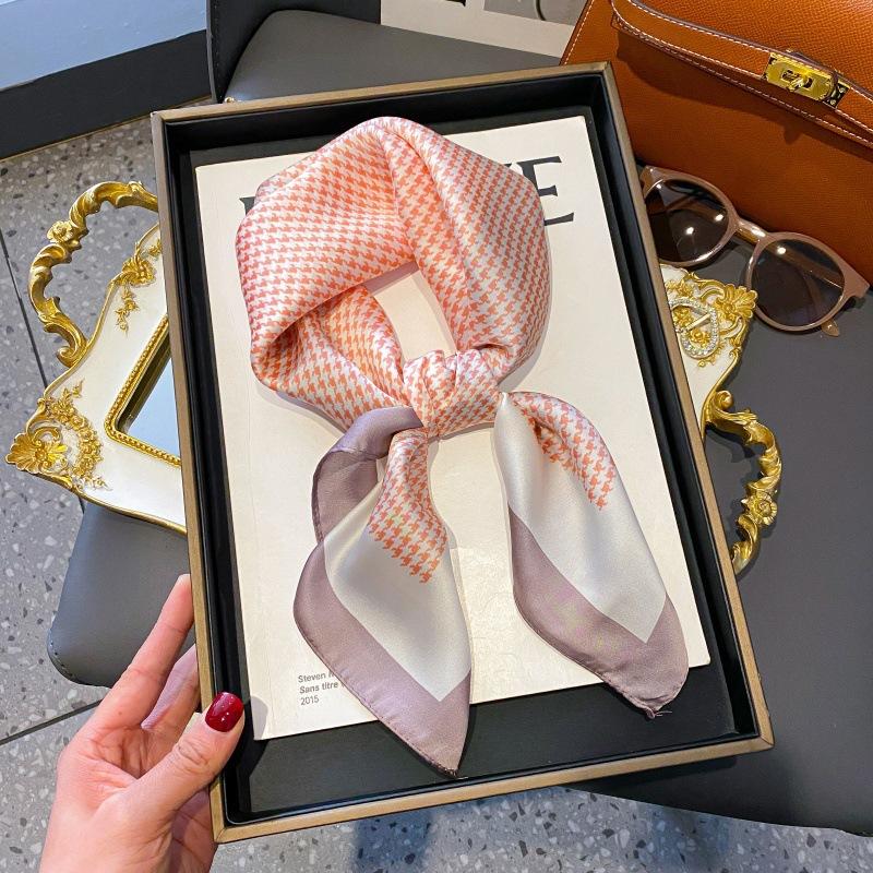 High-end large square scarf silk scarf women's new versatile neck summer thin bag head mother scarf with shawl