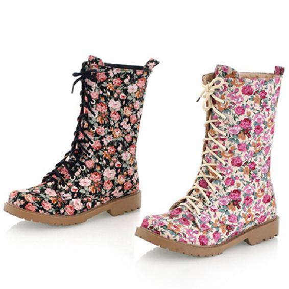 Mode Schnürsenkel Damen Stiefel College Stil Herbst Winter Halbstiefel  Blume Leinwand Schneestiefel Wohnungen günstig kaufen — Preis, kostenlose  Lieferung, echte Bewertungen mit Fotos — Joom