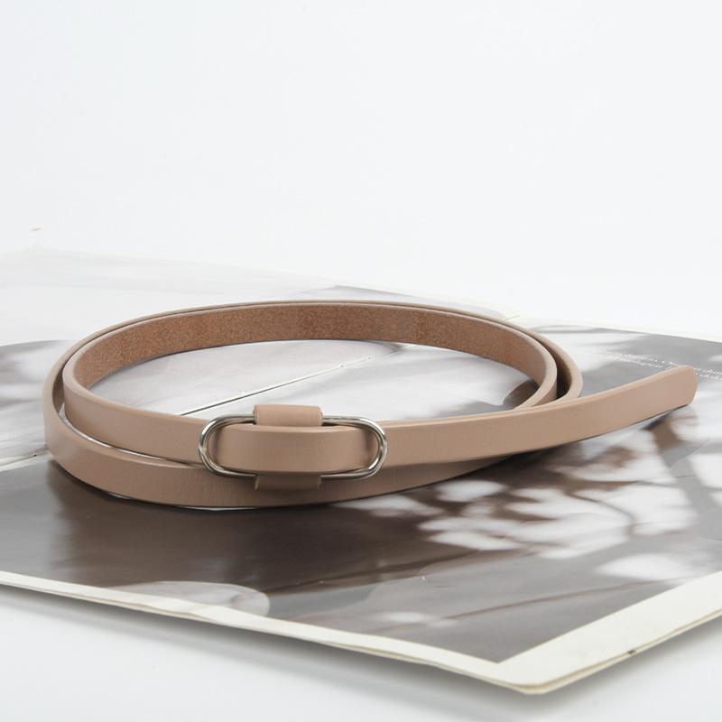 Women's Thin Knotted Non-hole Genuine Leather Belt Simple and Versatile Belt with Casual Pants Skirt Dress